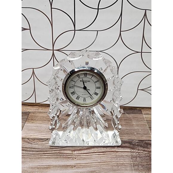 Waterford Crystal small fluted domed clock 3" Tall Desk Mantel - Picture 1 of 3